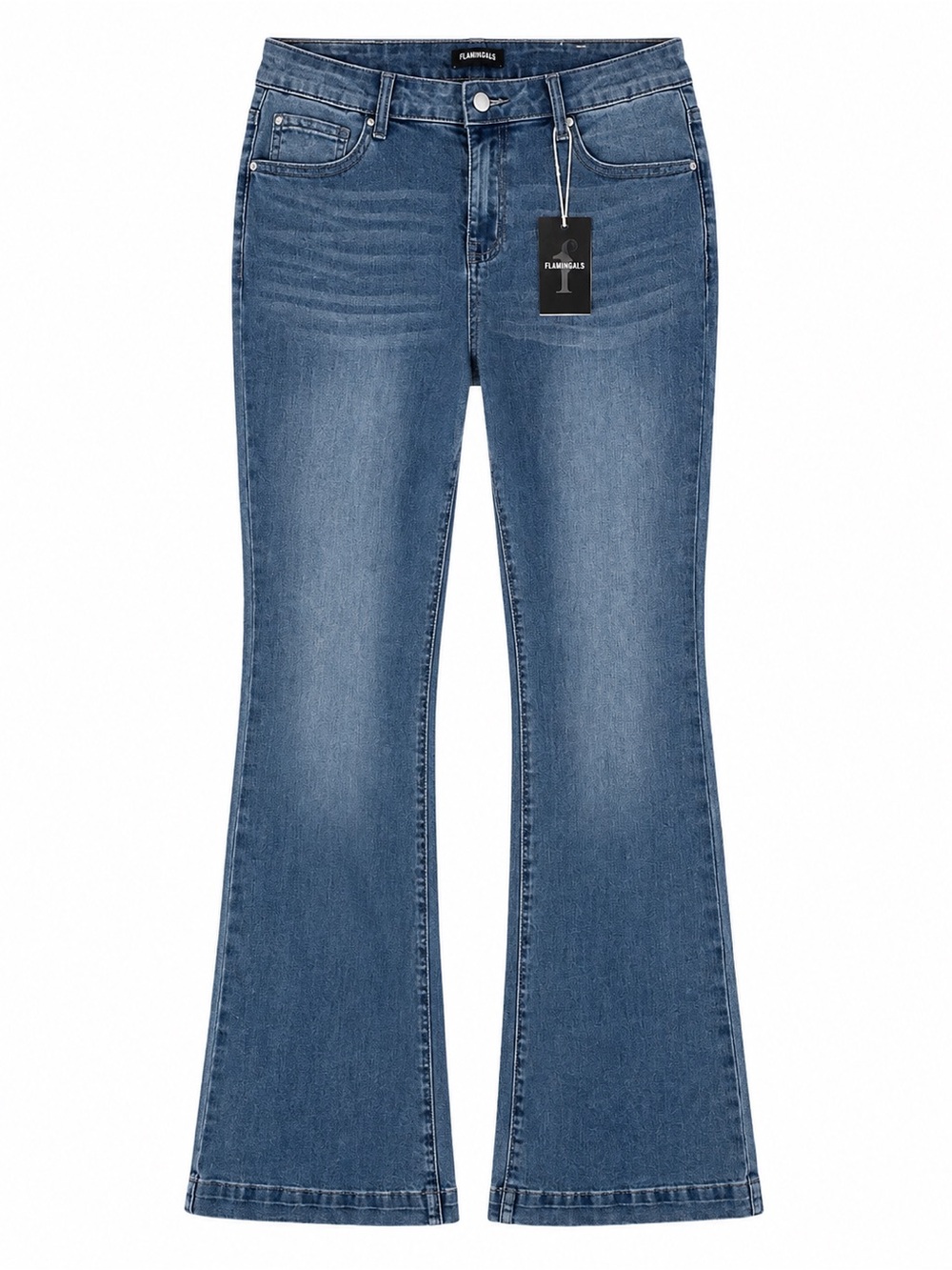 Flamingals Women’s Large High Rise Stretch Flare Jeans Medium Wash NWT